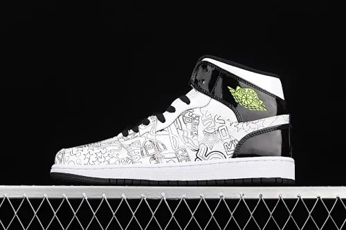 All categories Air Jordan Jordan series basketball shoes Air Jordan 1 Mid Air Jordan 1 Mid SE AJ1 Joe 1 white and black mid-top basketball shoes DC4099-100